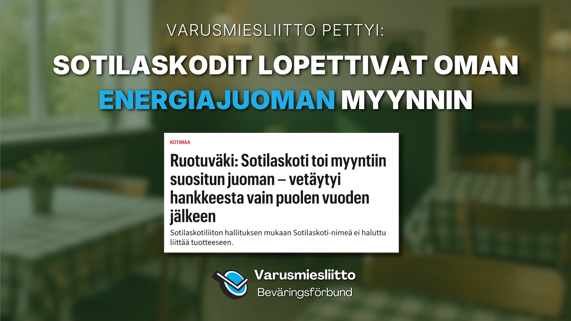 Varusmiesliitto pettyi: Sotilaskodit vetivät energiajuomat myynnistä
